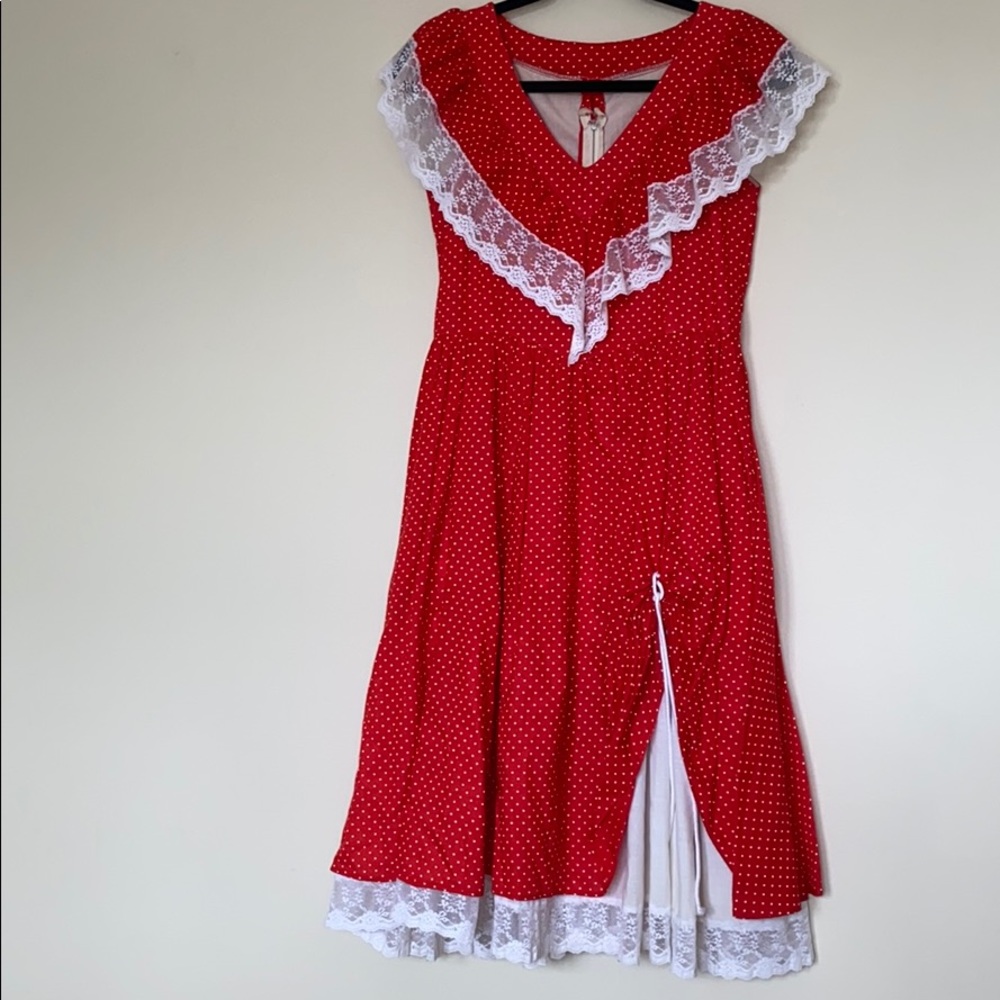 Red and white vintage sleeveless dress